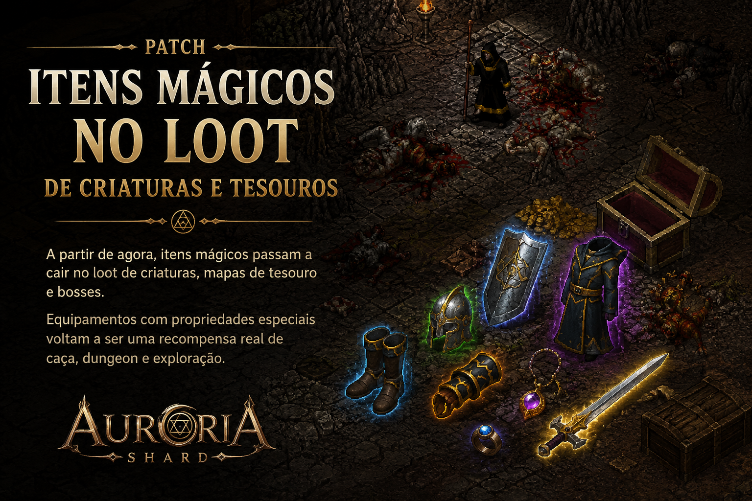 Itens mágicos no loot de criaturas e tesouros