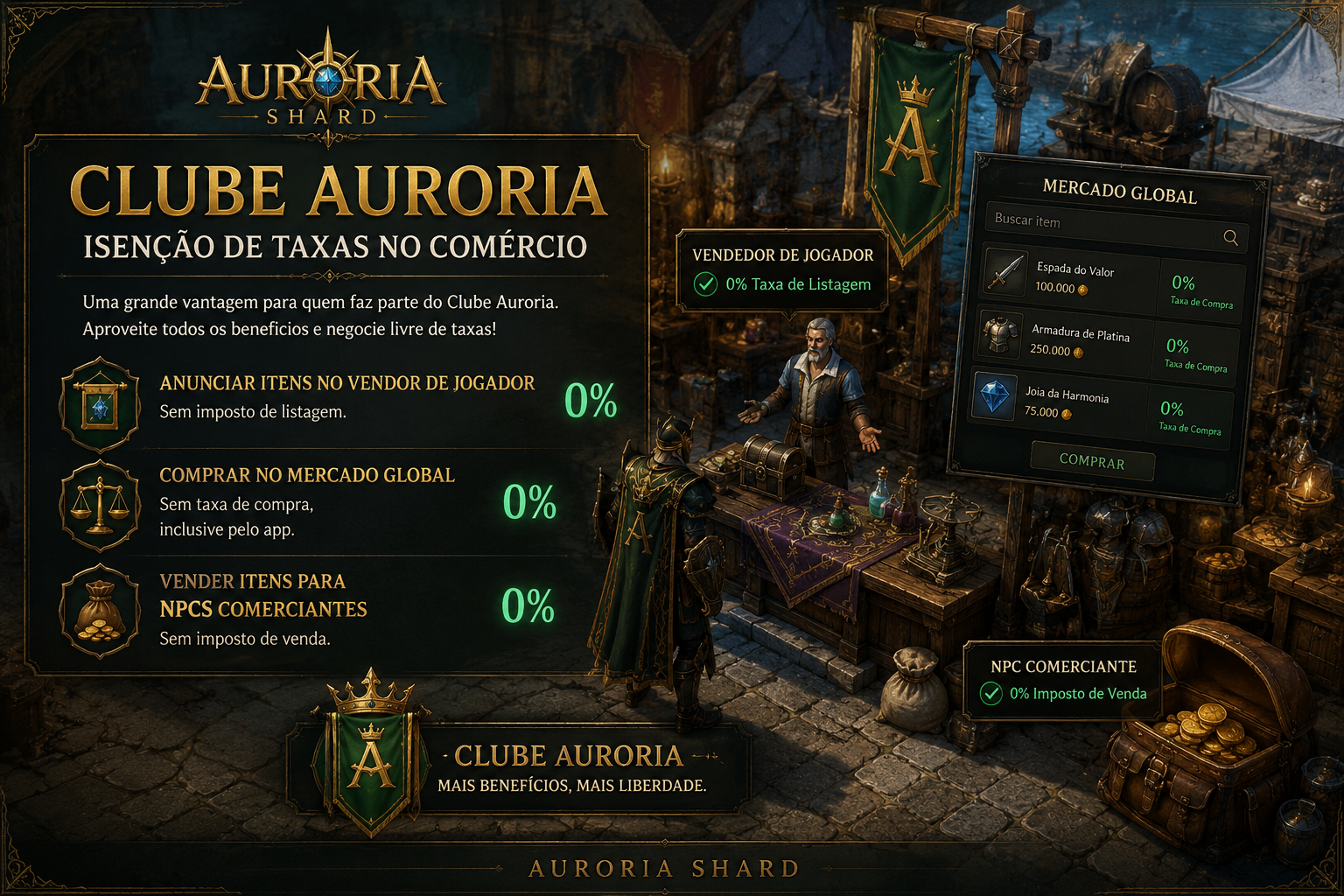 Clube Auroria: isenção de taxas no comércio