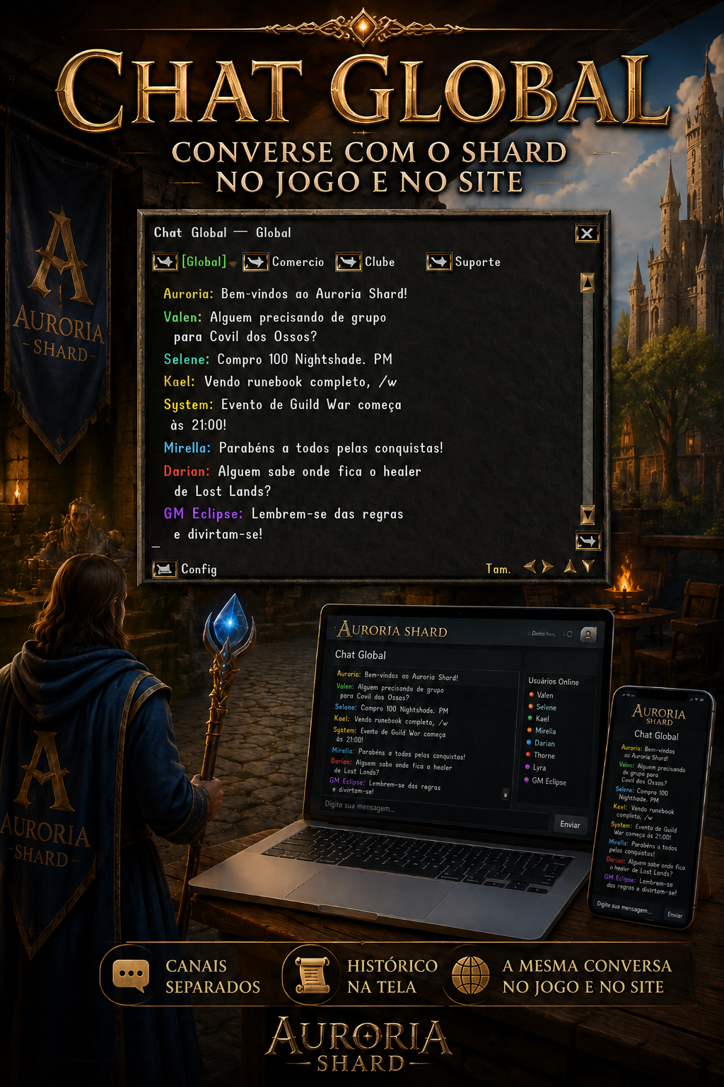 Chat Global — converse com o shard no jogo e no site