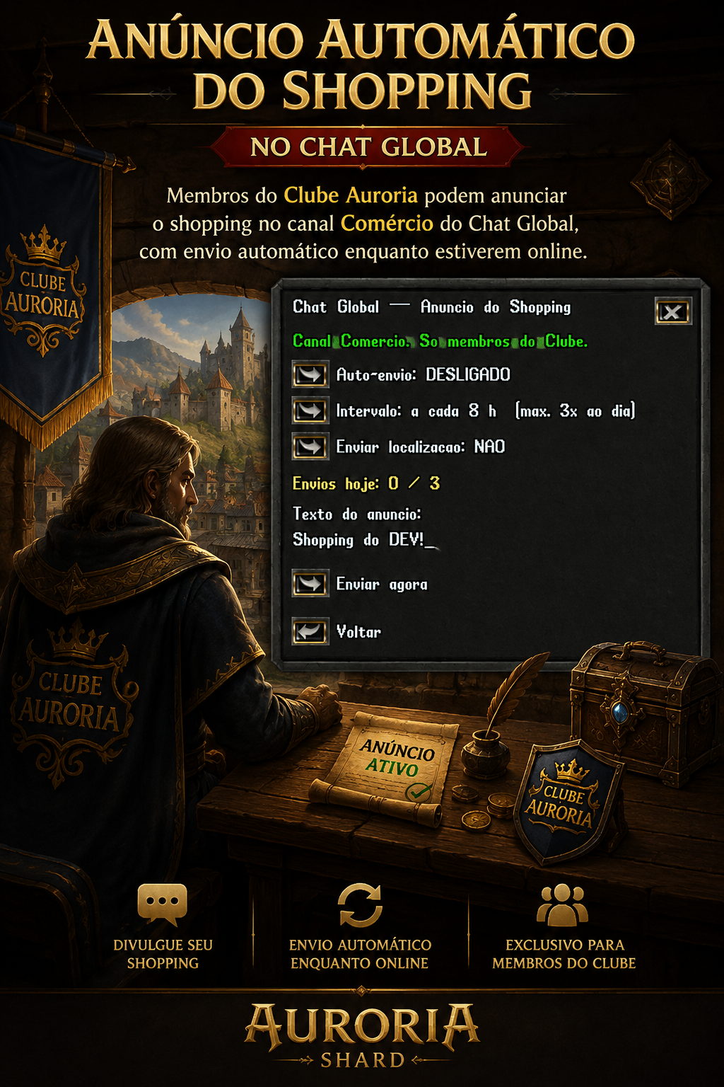 Anúncio automático do shopping no Chat Global