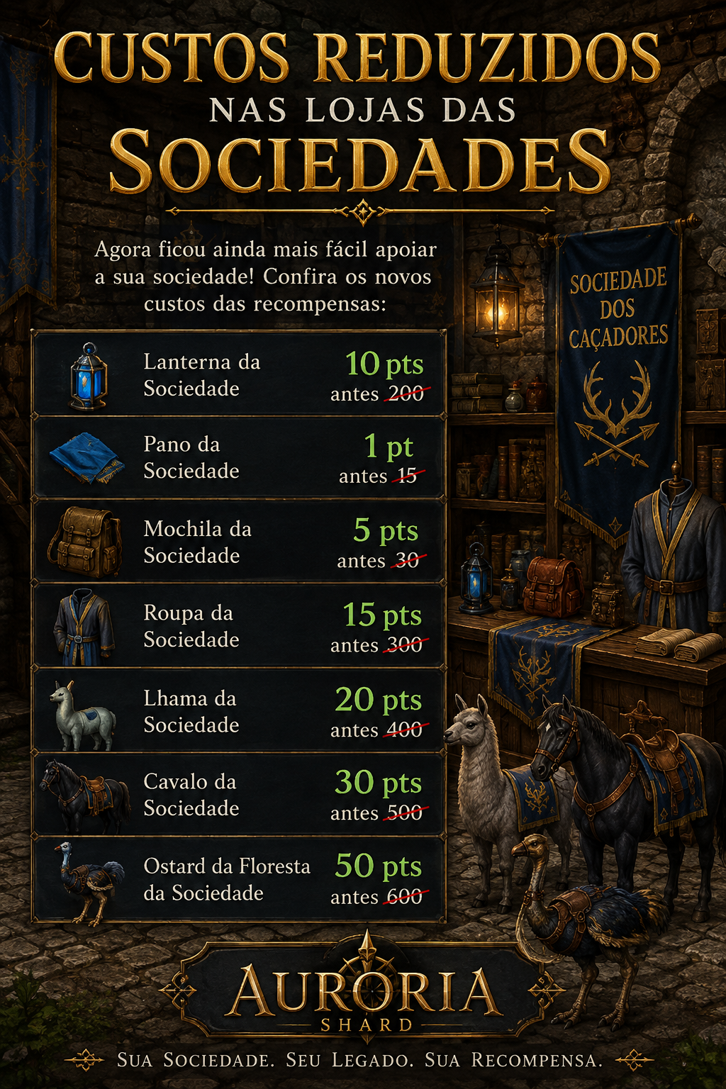 Custos reduzidos nas lojas das Sociedades