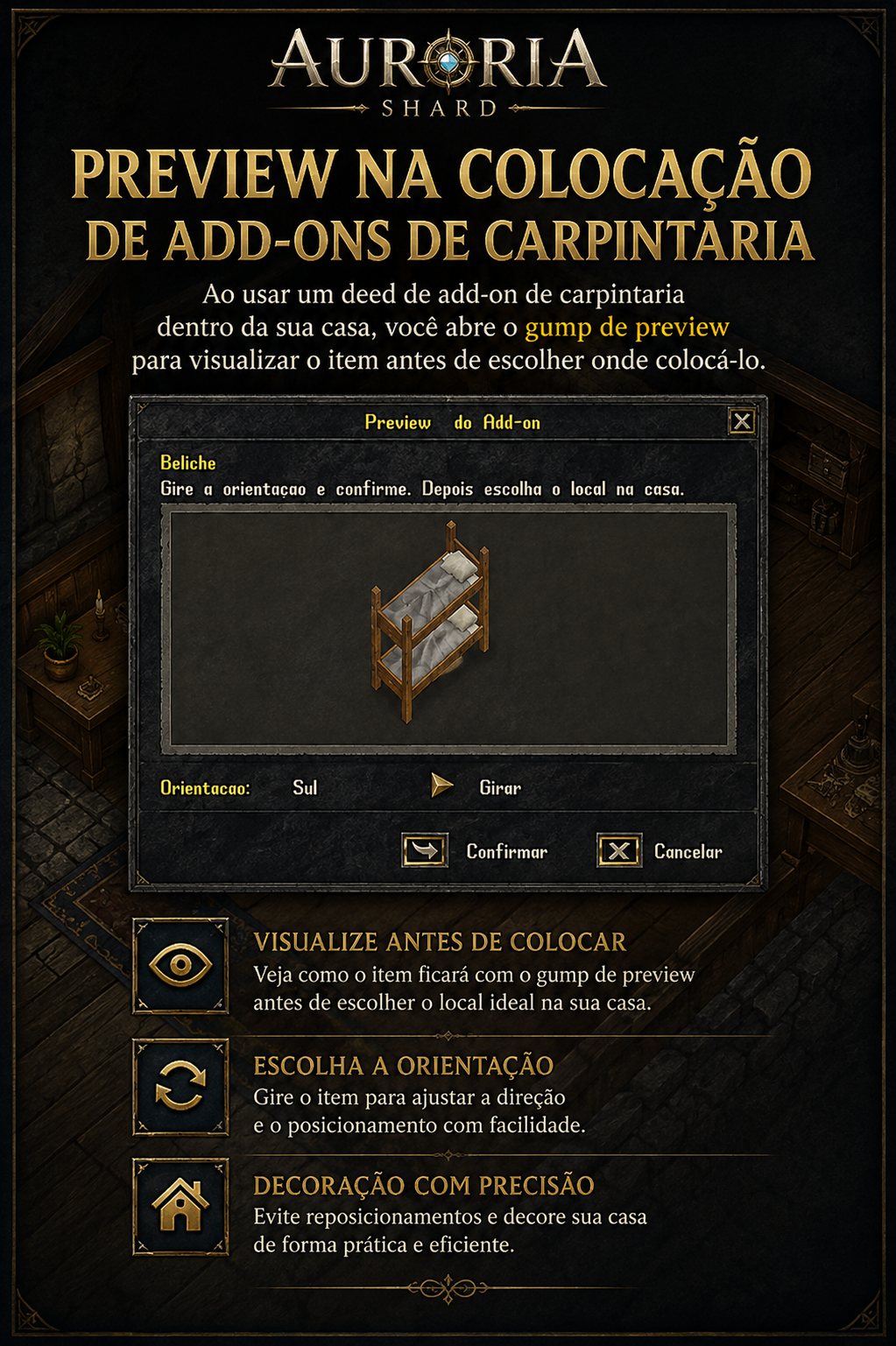 Preview visual na colocação de add-ons de carpintaria