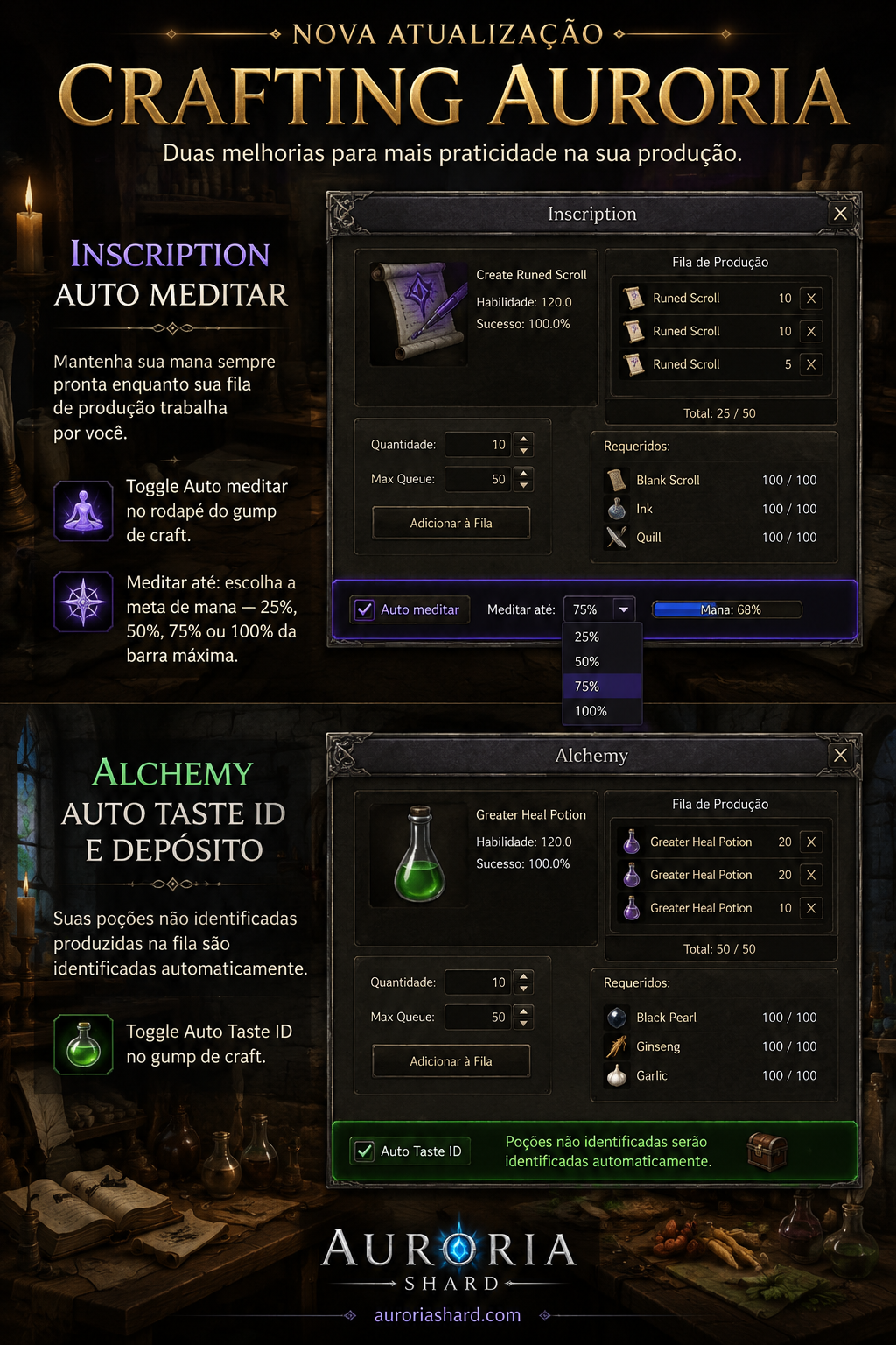 Auto meditar (Inscription) e Auto Taste ID (Alchemy)