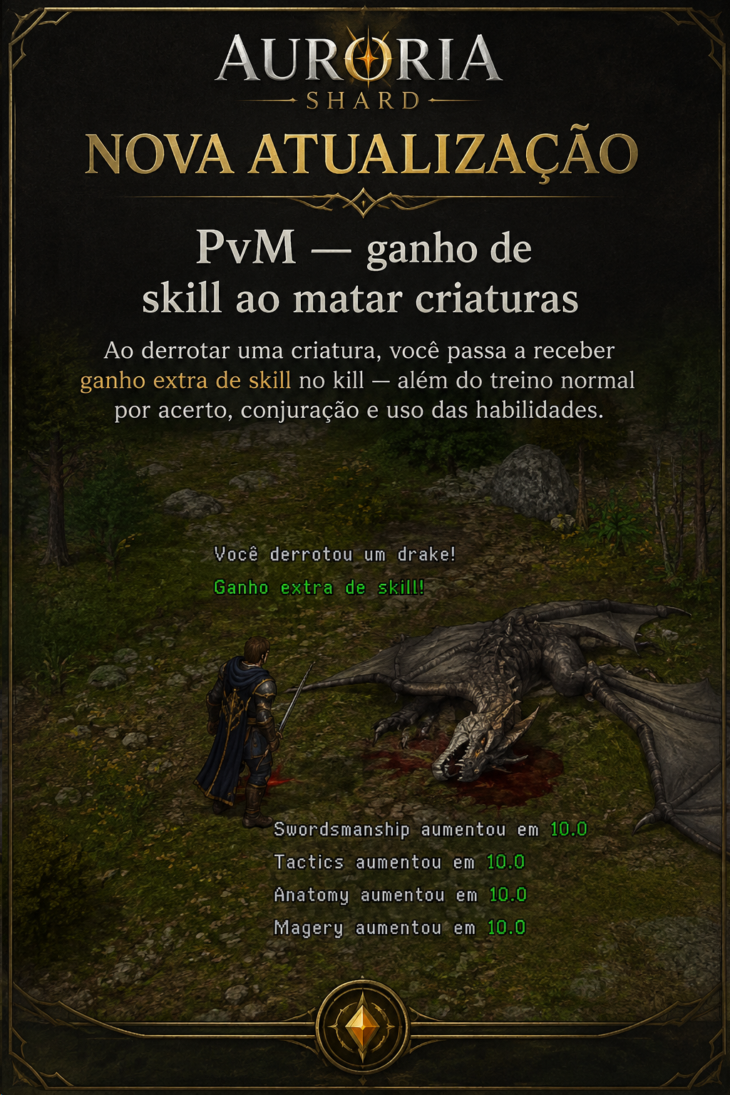 PvM — ganho de skill ao matar criaturas